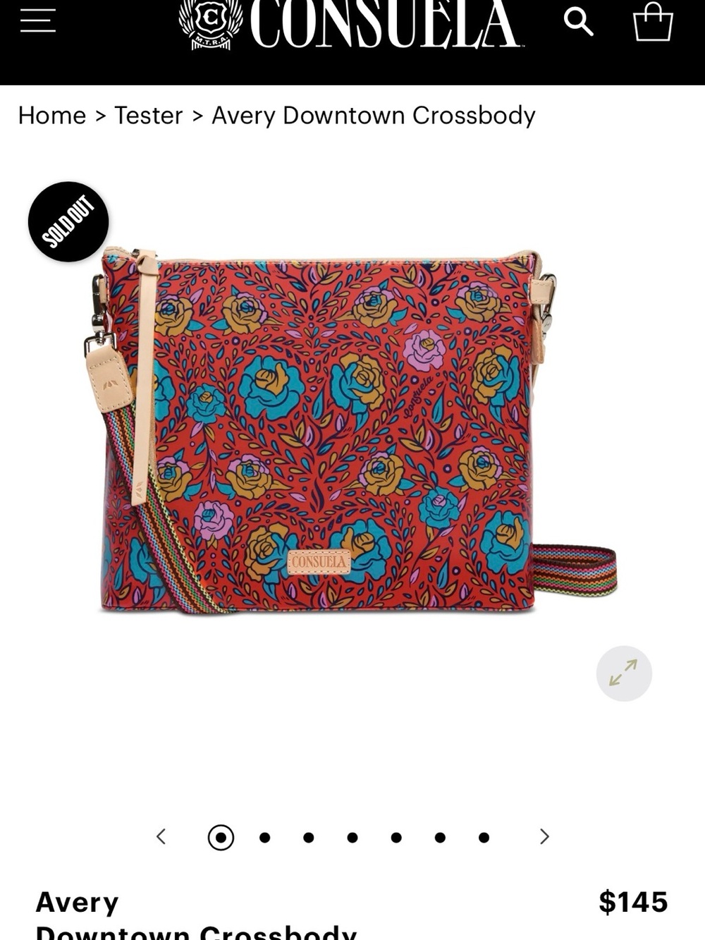 Consuela Floral Crossbody in Red with Turquoise and Yellow Accents - SOLD OUT
